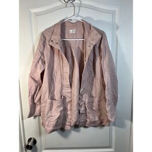 Nicole Miller New York Pink Linen Blend Utility Jacket Women's Size L